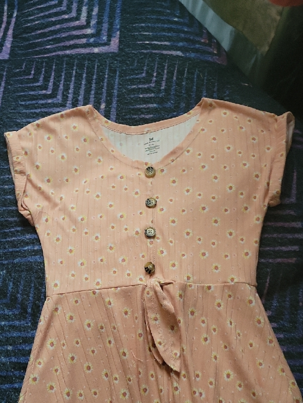 One Step Ahead Peach Floral Button-Front Casual Dress - Picture 2 of 4